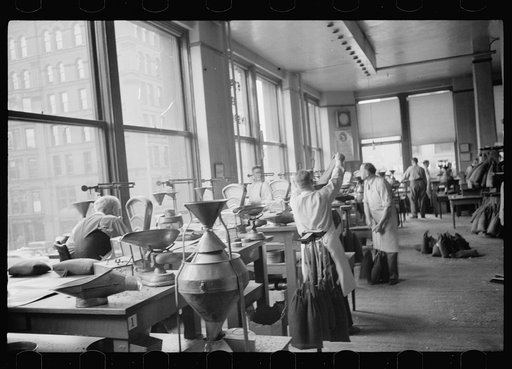 Untitled photo, possibly related to: Grain inspector at state grain inspection deptartment, Minneapolis, Minnesota