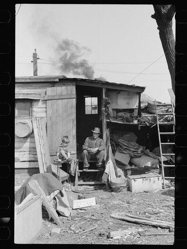 Untitled photo, possibly related to: Resident of river bottoms shacktown. Dubuque, Iowa