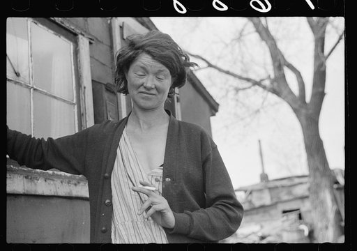 Untitled photo, possibly related to: Resident of river bottoms shacktown. Dubuque, Iowa