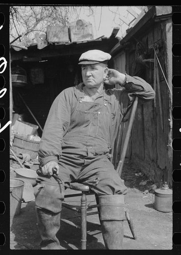 Untitled photo, possibly related to: Resident of shacktown, Dubuque, Iowa
