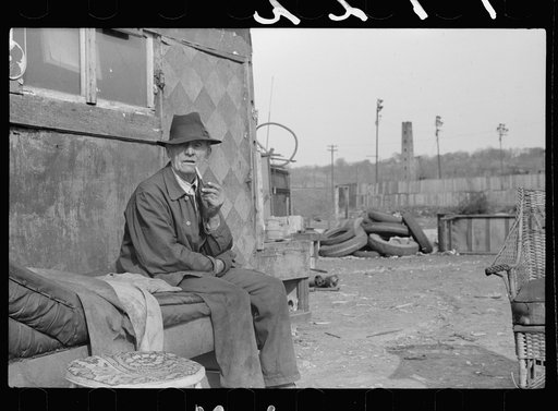 Untitled photo, possibly related to: Man who lives in shack on the edge of the city dump, Dubuque, Iowa