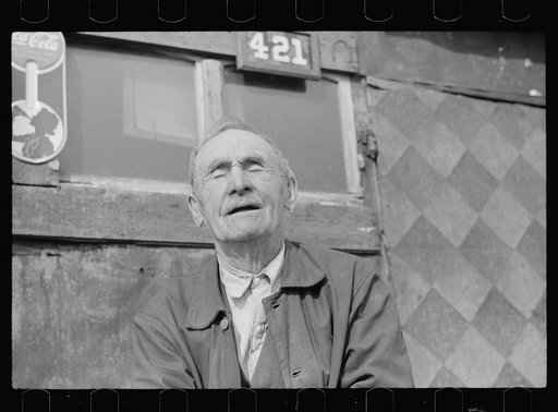 Man who lives in shack on the edge of the city dump, Dubuque, Iowa