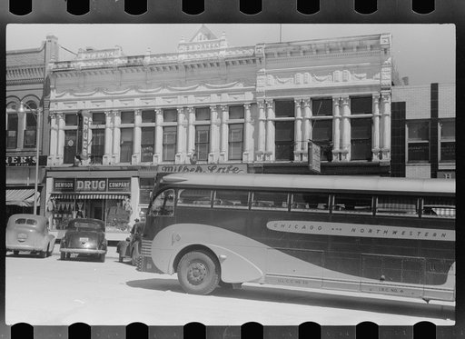 Bus going through Denison, Iowa
