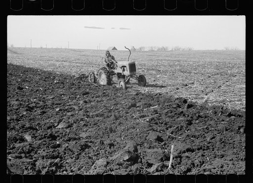 Untitled photo, possibly related to: Fresh plowed land, Greene County, Iowa