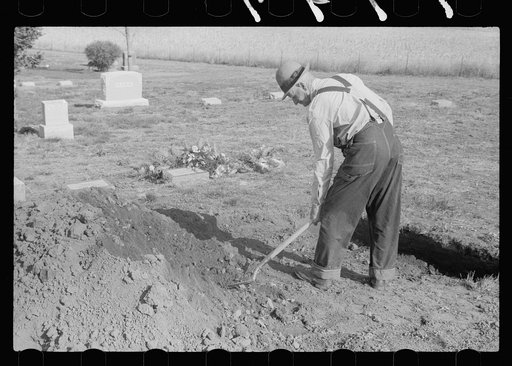 Grave digger at work, Woodbine, Iowa