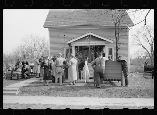 Untitled photo, possibly related to: Auction of household goods, Grundy Center, Iowa