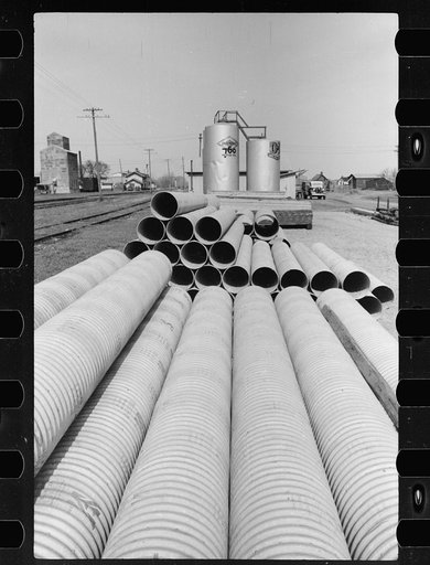 Untitled photo, possibly related to: Oil tanks and pipes, Grundy County, Iowa
