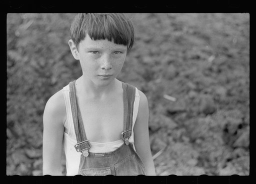 Coal miner's son at Granger Homesteads, Iowa
