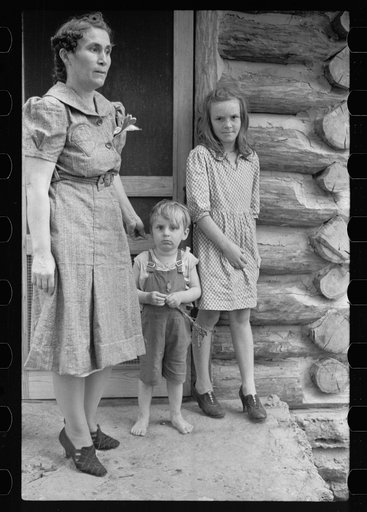 Untitled photo, possibly related to: Children living in log cabin of Missouri, Ozark country
