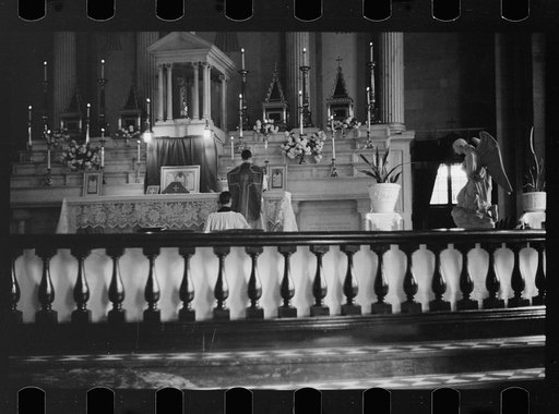 Celebration of mass, old cathedral, St. Louis, Missouri