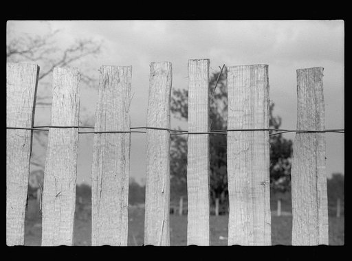 Picket fence built by FSA (Farm Security Administration) rehabilitation client, Grant County, Illinois