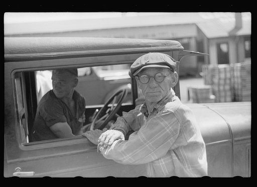 Untitled photo, possibly related to: Farmer at produce market, Benton Harbor, Michigan