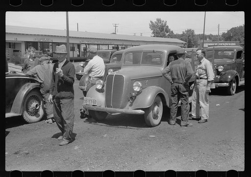 Farmers at produce market, Benton Harbor, Michigan