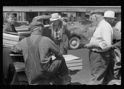 Untitled photo, possibly related to: Farmers at produce market, Benton Harbor, Michigan