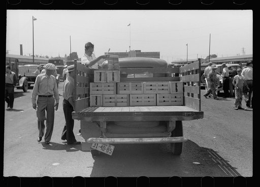 Untitled photo, possibly related to: Farmers at produce market, Benton Harbor, Michigan