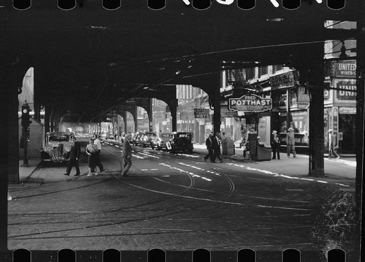 Untitled photo, possibly related to: Under the elevated railway, Chicago, Illinois