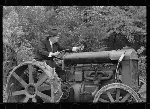 Commissioner Allen operating tractor, Berwyn, Maryland