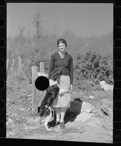Untitled photo, possibly related to: Virgie Corbin, Blue Ridge Mountain Girl. This girl who is about sixteen has the mentality of a child of seven. She has never advanced beyond the second grade. Shenandoah National Park, Virginia
