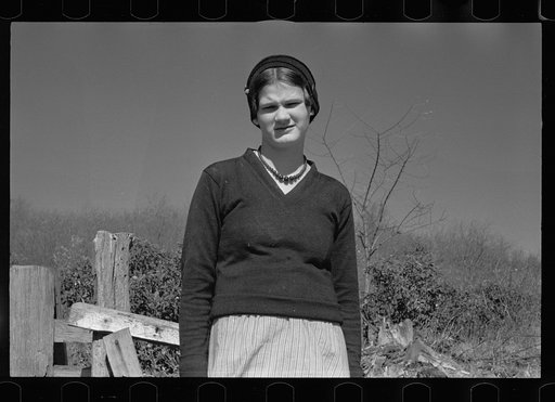 Untitled photo, possibly related to: Virgie Corbin, Blue Ridge Mountain Girl. This girl who is about sixteen has the mentality of a child of seven. She has never advanced beyond the second grade. Shenandoah National Park, Virginia