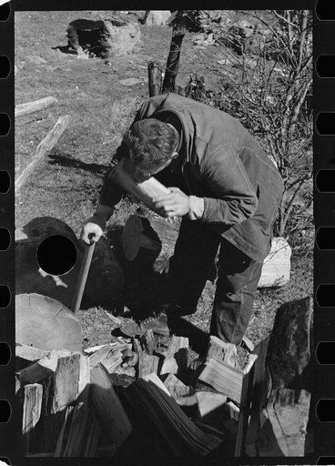 Untitled photo, possibly related to: Chopping wood for the schoolteacher, Shenandoah National Park, Virginia