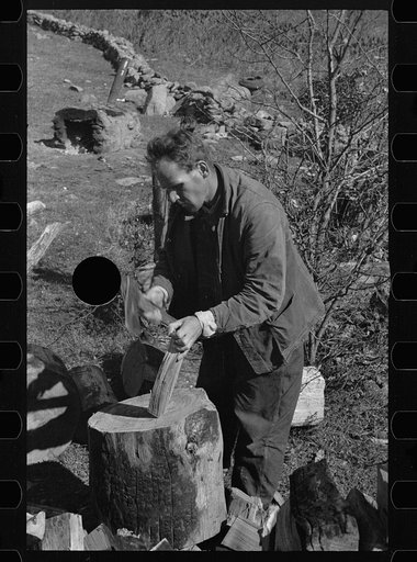 Untitled photo, possibly related to: Chopping wood for the schoolteacher, Shenandoah National Park, Virginia
