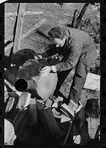 Untitled photo, possibly related to: Chopping wood for the schoolteacher, Shenandoah National Park, Virginia