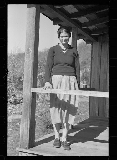 Untitled photo, possibly related to: Virgie Corbin, Blue Ridge Mountain Girl. This girl who is about sixteen has the mentality of a child of seven. She has never advanced beyond the second grade. Shenandoah National Park, Virginia