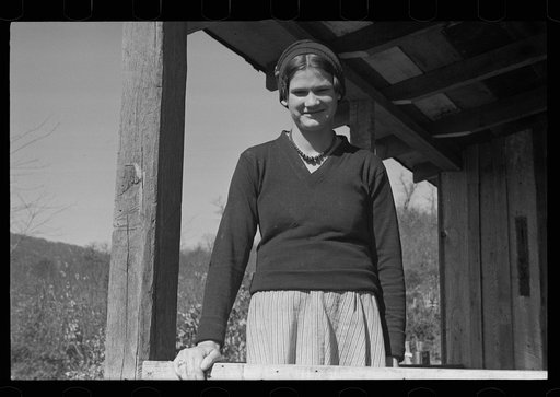 Virgie Corbin, Blue Ridge Mountain Girl. This girl who is about sixteen has the mentality of a child of seven. She has never advanced beyond the second grade. Shenandoah National Park, Virginia