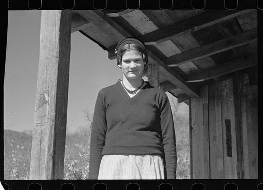 Untitled photo, possibly related to: Virgie Corbin, Blue Ridge Mountain Girl. This girl who is about sixteen has the mentality of a child of seven. She has never advanced beyond the second grade. Shenandoah National Park, Virginia