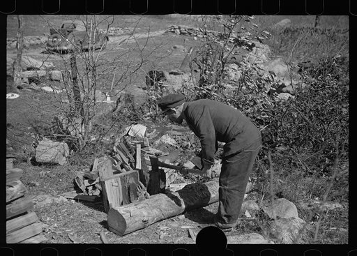 Untitled photo, possibly related to: Chopping wood for the schoolteacher, Shenandoah National Park, Virginia