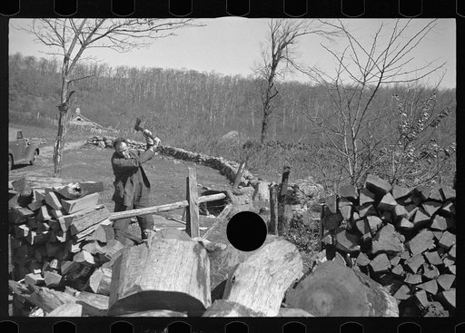 Untitled photo, possibly related to: Chopping wood for the schoolteacher, Shenandoah National Park, Virginia