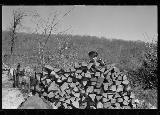 Untitled photo, possibly related to: Chopping wood for the schoolteacher, Shenandoah National Park, Virginia