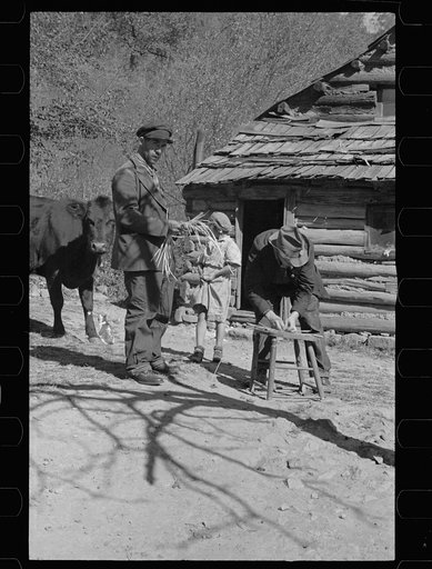 Settlers weaving baskets, Virginia