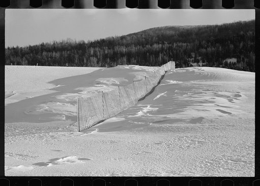 Untitled photo, possibly related to: Snow fence, Coos County, New Hampshire