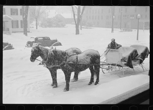 Sleigh for hire at snow carnival, Lancaster, New Hampshire