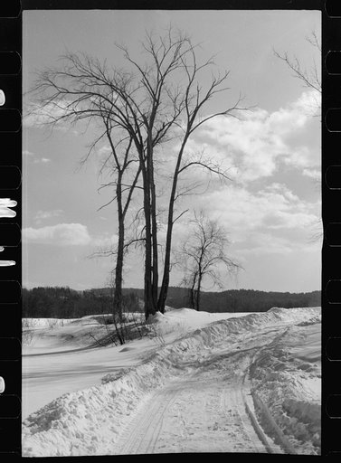 Untitled photo, possibly related to: Truck loaded with blocks of river ice, Coos County, New Hampshire