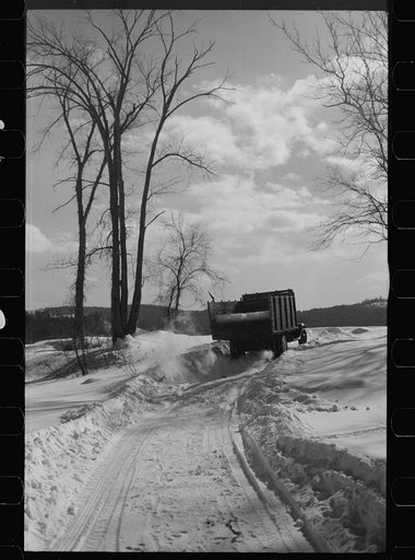 Untitled photo, possibly related to: Truck loaded with blocks of river ice, Coos County, New Hampshire
