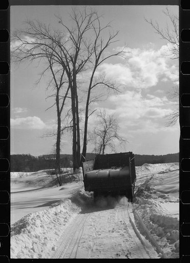 Truck loaded with blocks of river ice, Coos County, New Hampshire