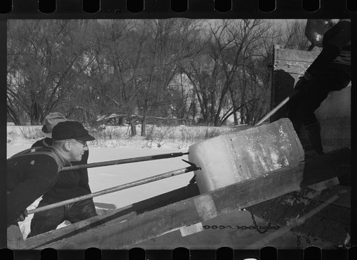 Cutting ice on the Ottaqueechee River, Coos County, New Hampshire