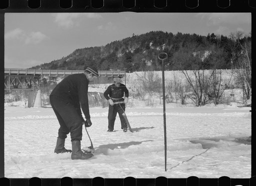 Cutting ice on the Ottaqueechee River, Coos County, New Hampshire