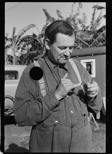 Untitled photo, possibly related to: A migrant fruit worker in Belle Glade, Florida. He was formerly a tenant farmer in Georga