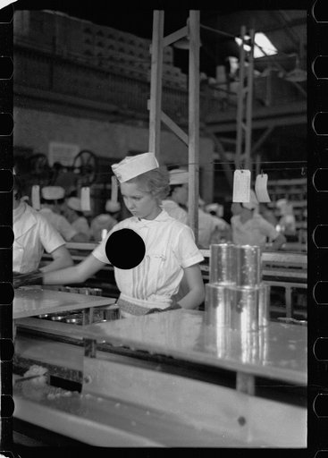 Untitled photo, possibly related to: Sectioners at work canning grapefruit. About half of these girls are migrants. Winter Haven, Florida
