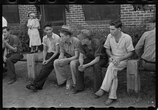 Workers in the canning plant during change of shift. Many of these are migratory. Polk County, Florida