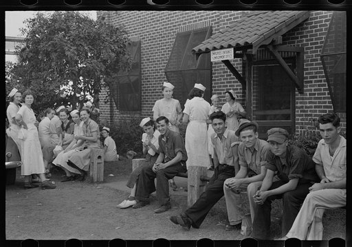 Workers in canning plant during change of shift. Many of these are migratory. Polk County, Florida