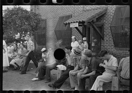 Untitled photo, possibly related to: Workers in canning plant during change of shift. Many of these are migratory. Polk County, Florida