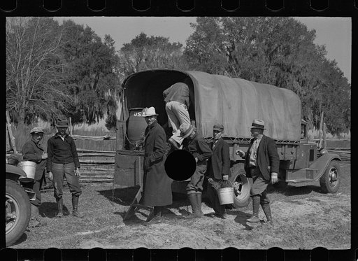 Untitled photo, possibly related to: Trucks used in plant operations, Withlacoochee Land Use Project, Florida