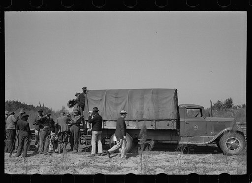 The planting crew arrives at the reforestation area. Withlacoochee Land Use Project, Florida