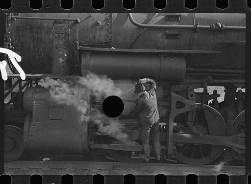 Untitled photo, possibly related to: Yardman on mine railroad, Jefferson County, Alabama