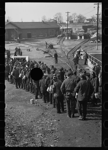 Untitled photo, possibly related to: Miners changing shift, Birmingham, Alabama