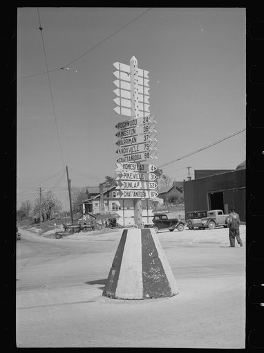 Road sign, Crossville, Tennessee